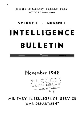 Military Intelligence Service War Department - 1942-11 Intelligence Bulletin Vol 01 No 03