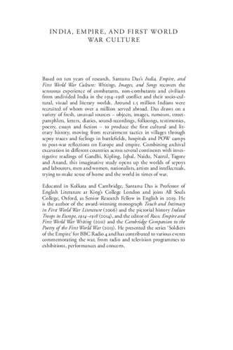 India, Empire, and First World War Culture:  Writings, Images, and Songs