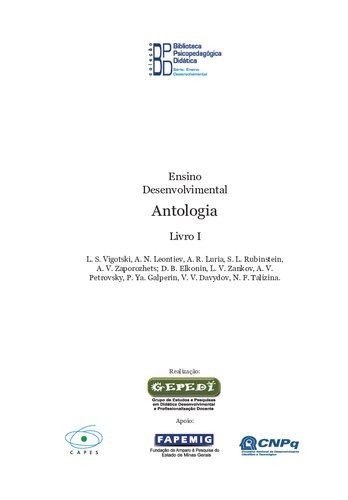 Ensino desenvolvimental. Antologia. Livro I