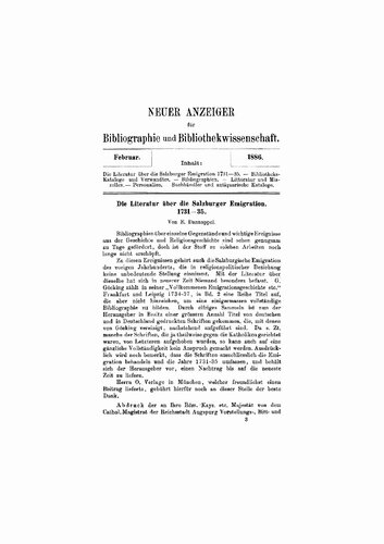 Die Literatur über die Salzburger Emigration 1731-35