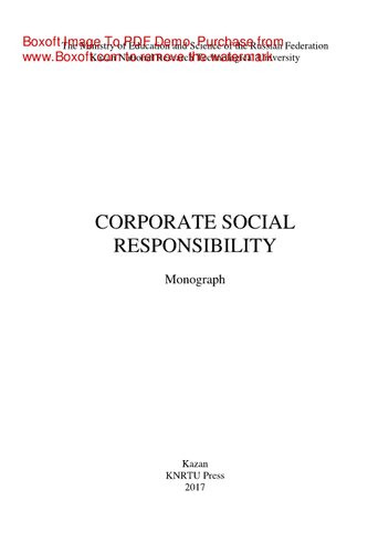 Corporate Social Responsibility. Monograph