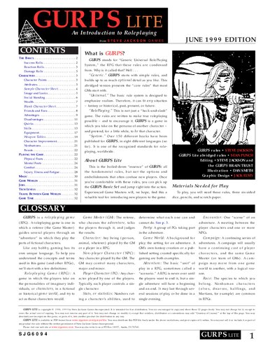 GURPS 3d edition. GURPS Lite