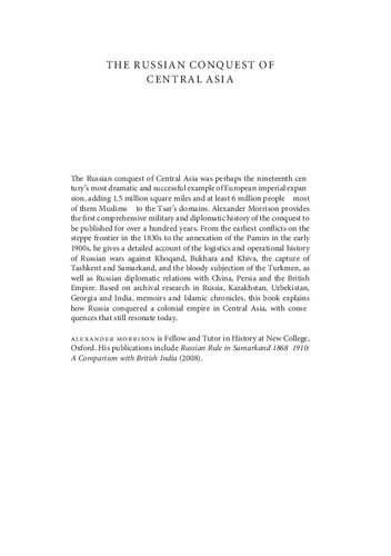The Russian Conquest of Central Asia: A Study in Imperial Expansion, 1814-1914