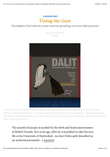 Fixing the Gaze The Madam Chief Minister poster and the genealogy of a new Dalit assertion