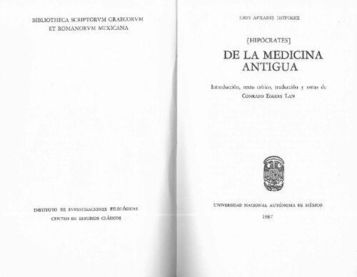De la medicina antigua