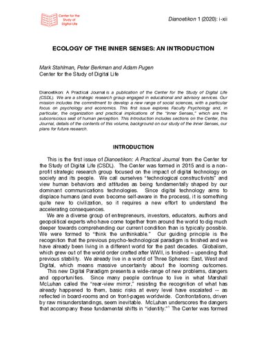 Dianoetikon  Dianoetikon: A Practical Journal - ECOLOGY OF THE INNER SENSES