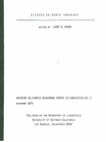 Studies in Bantu Tonology