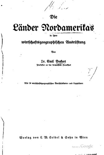 Die Länder Nordamerikas in ihrer wirtschaftsgeographischen Ausrüstung
