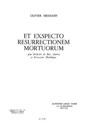 Et exspecto resurrectionem mortuorum for Woodwind, Brass and Percussion