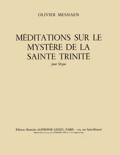 Méditations sur le Mystère de la Sainte Trinité pour Orgue