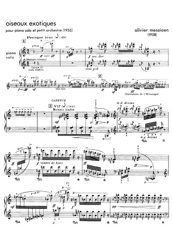 Oiseaux exotiques for Piano and Small Orchestra