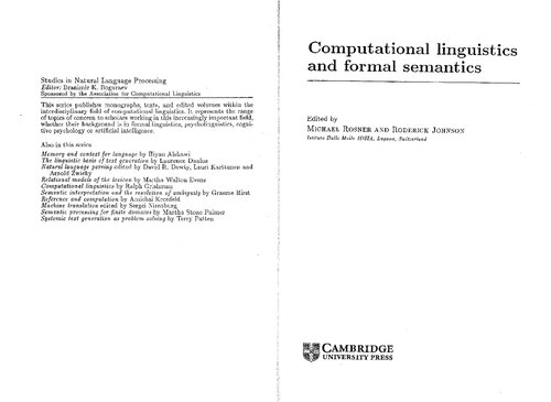 Computational Linguistics and Formal Semantics