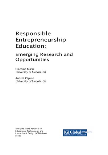 Responsible Entrepreneurship Education: Emerging Research and Opportunities
