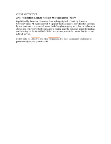 Lecture Notes in Microeconomic Theory