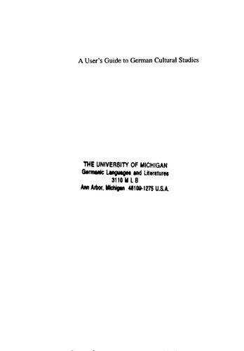 A user's guide to German cultural studies