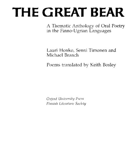 Great bear : thematic anthology of oral folk poetry in the Finno-Ugrian languages