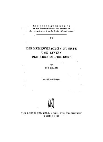 Die merkwürdigen Punkte und Linien des ebenen Dreiecks