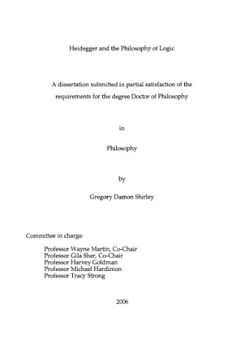 [Dissertation] Heidegger and the Philosophy of Logic