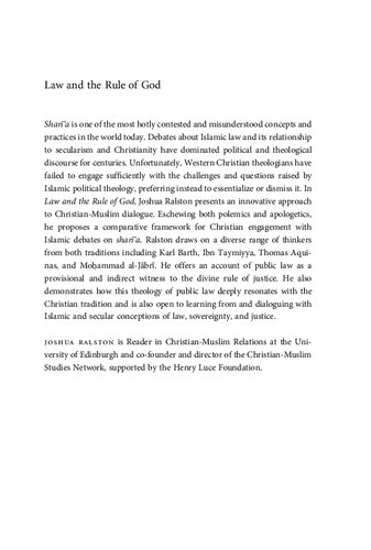 Law and the Rule of God: A Christian Engagement with Sharī‘a