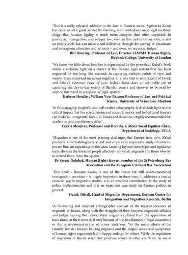 Immigration and Refugee Law in Russia: Socio-Legal Perspectives