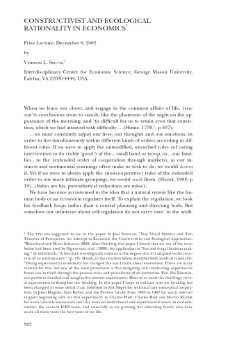 Constructivist and ecological rationality in economics