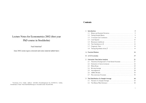 Lecture notes for econometrics