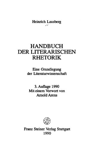 Handbuch der literarischen Rhetorik : eine Grundlegung der Literaturwissenschaft