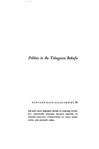 Politics in the Tokugawa Bakufu, 1600-1843