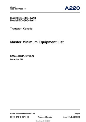 A220-300/CS300/BD500-1A11 Master Minimum Equipment List