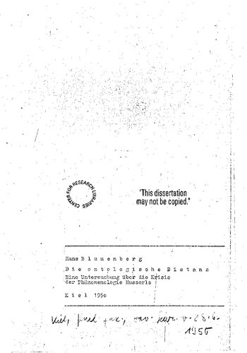 [Dissertation] Die ontologische Distanz: Eine Untersuchung über die Krisis der Phänomenologie Husserls