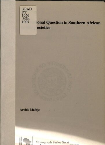 The national question in southern African settler societies