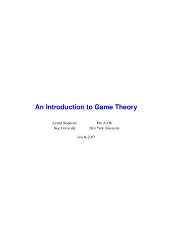 An Introduction to Game Theory