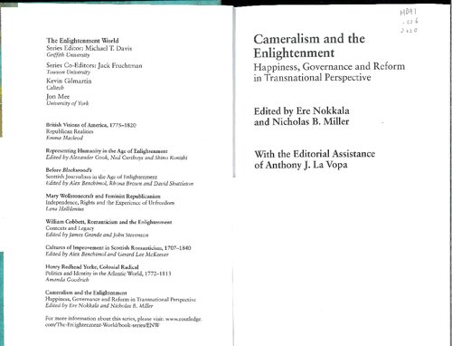 Cameralism and the Enlightenment (ch. 1, 2, 12 only)