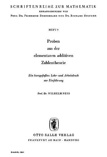 Proben aus der elementaren additiven Zahlentheorie