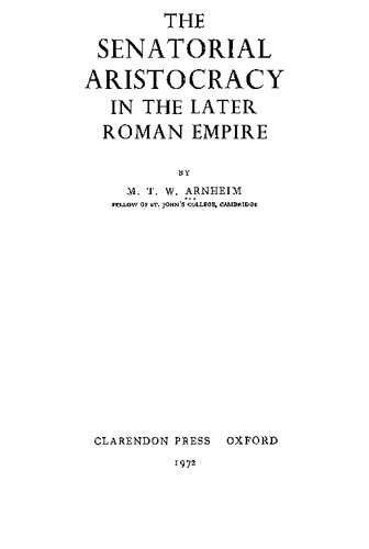 Senatorial Aristocracy in the Later Roman Empire