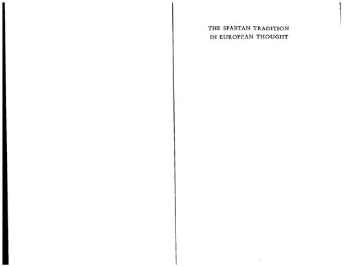 The Spartan Tradition in European Thought (Clarendon Paperbacks)