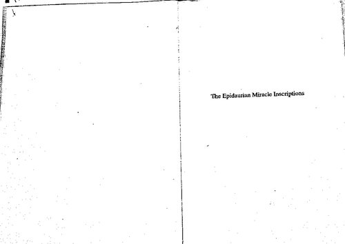 The Epidaurian Miracle Inscriptions: Text, Translation, and Commentary