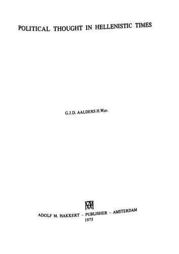 Political Thought in Hellenistic Times