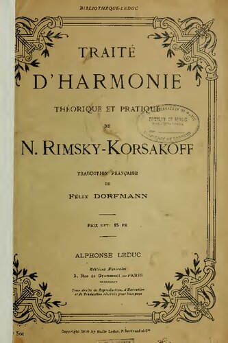 Traite d'Harmonie - Théorique et Pratique