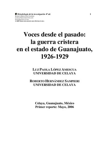 Reporte de resultados del estudio de la Guerra Cristera