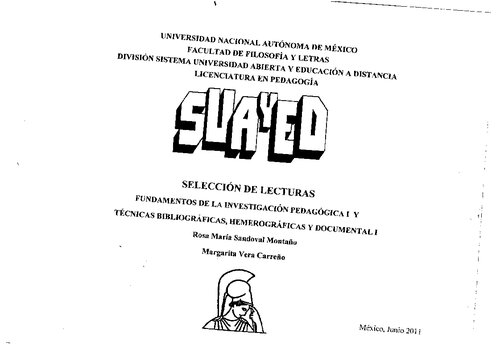 Fundamentos de la Investigación Pedagógica I; Técnicas Bibliográficas, Hemerográficas y Documentales I