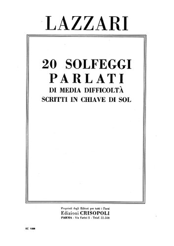 20 solfeggi parlati di media difficoltà in chiave di Sol