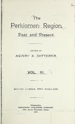 The Perkiomen Region, Past and Present