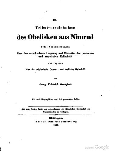 Die Tributverzeichnisse des Obelisken aus Nimrud