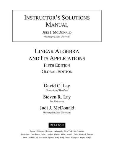 Linear Algebra ant Its Applications. Instrucror's Solutions Manual