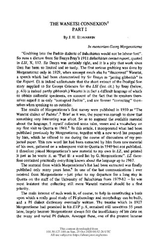 The Wanetsi Connexion: Part I