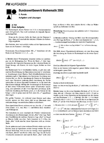Bundeswettbewerb Mathematik: Aufgaben und Lösungen 2002-2, 1990-1, 1990-2, 1985-1, 1986-2 etc.