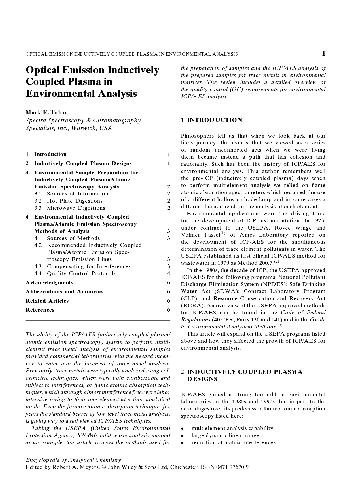 Optical Emission Inductively Coupled Plasma in Environmental Analysis