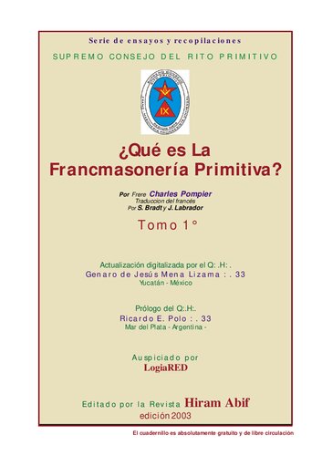 Que Es La Francmasoneria Primitiva  tomo 1