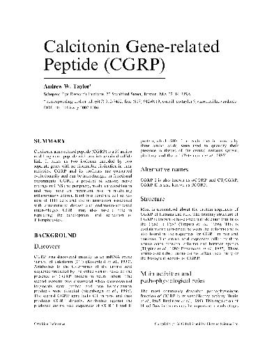 Calcitonin Gene-related Peptide